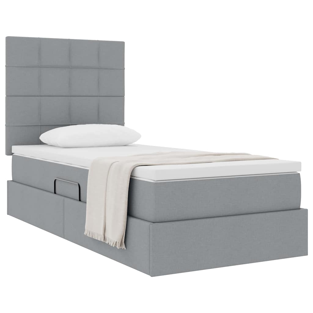 Letto con contenitore e materasso Grigio chiaro 90 x 190 cm