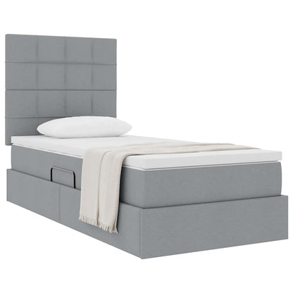Letto con contenitore e materasso Grigio chiaro 90 x 190 cm