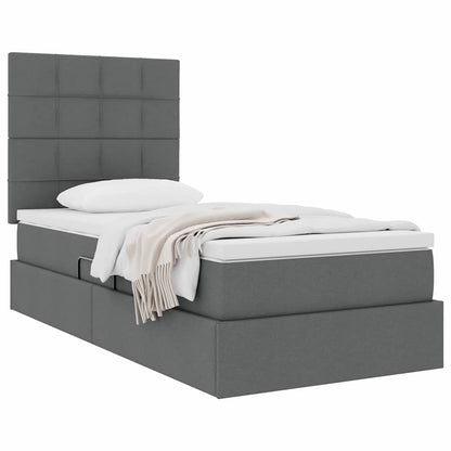 Letto con contenitore e materasso Grigio scuro 90 x 190 cm