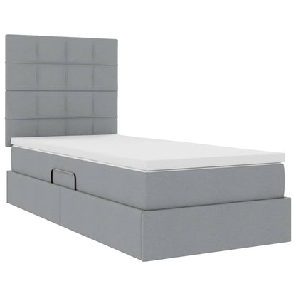 Letto con contenitore e materasso Grigio chiaro 90 x 200 cm