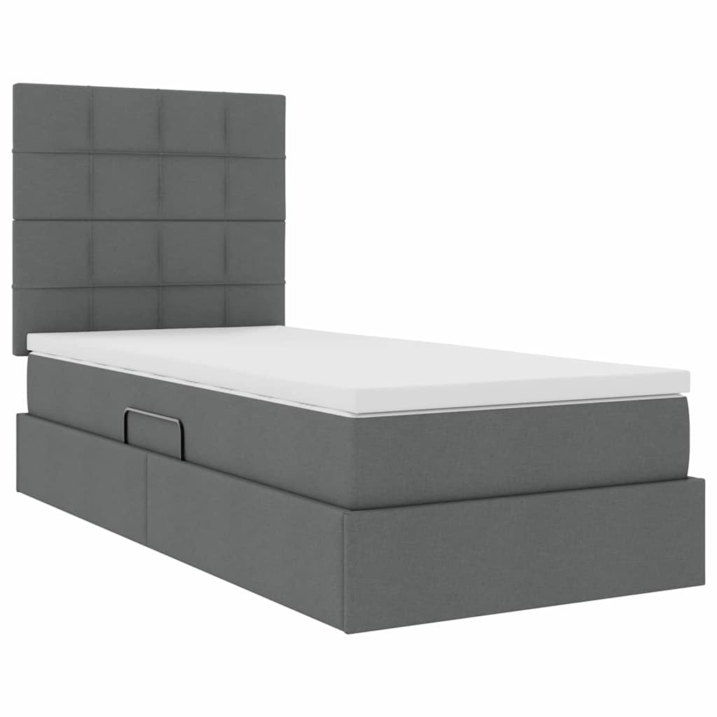 Letto con contenitore e materasso Grigio scuro 90 x 200 cm