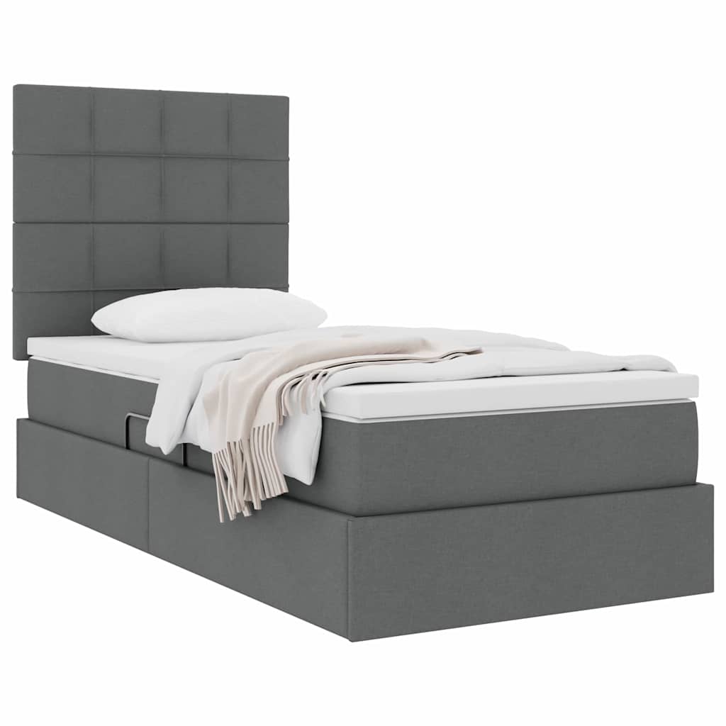 Letto con contenitore e materasso Grigio scuro 90 x 200 cm