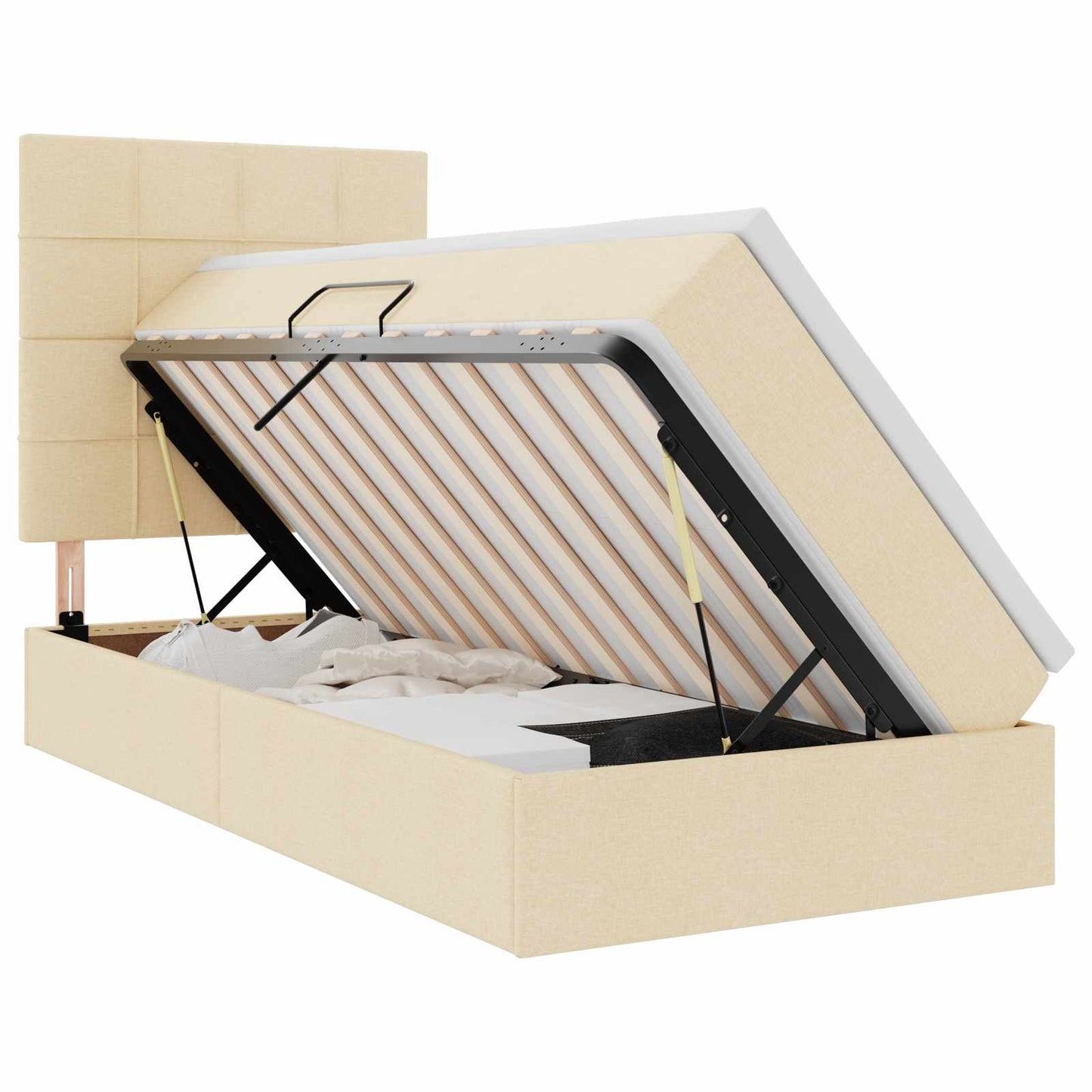 Letto con contenitore e materasso Crema 90 x 200 cm Poliestere