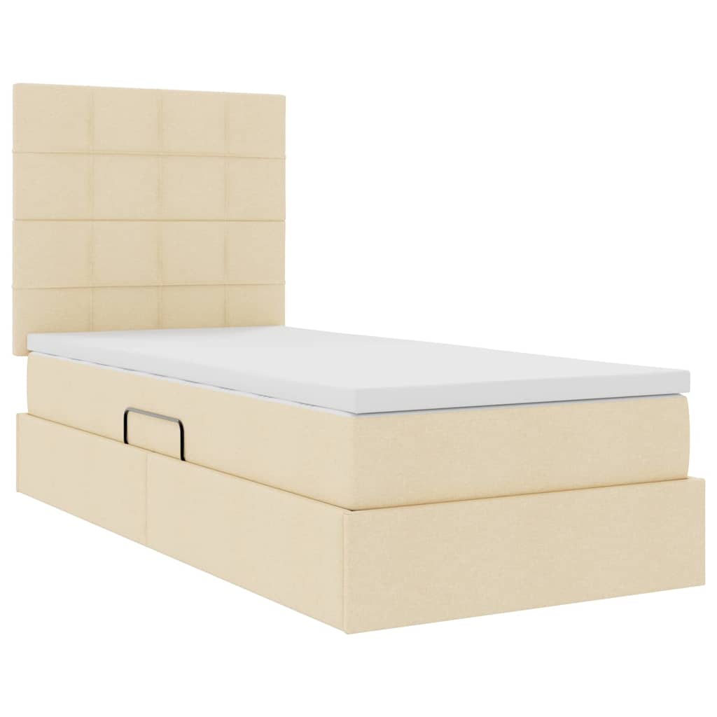 Letto con contenitore e materasso Crema 90 x 200 cm Poliestere