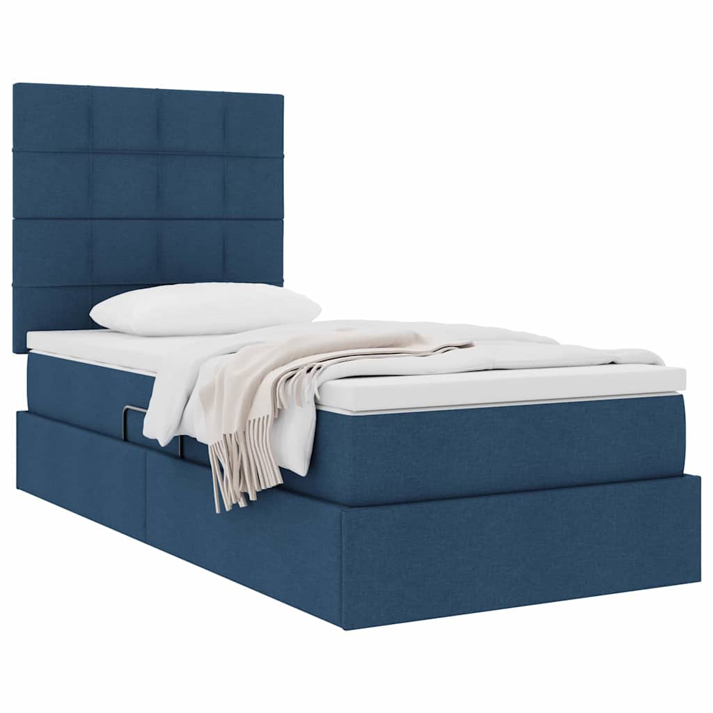 Letto con contenitore e materasso Blu 90 x 200 cm Poliestere