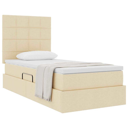 Letto con contenitore e materasso Crema 100 x 200 cm Poliestere