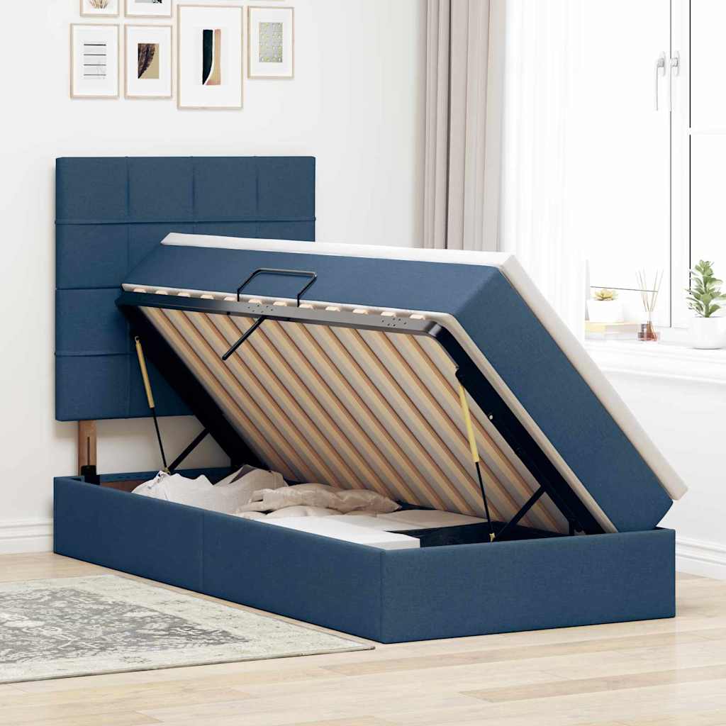 Letto con contenitore e materasso Blu 100 x 200 cm Poliestere