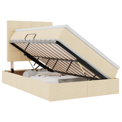 Letto con contenitore e materasso Crema 120 x 190 cm Tessuto