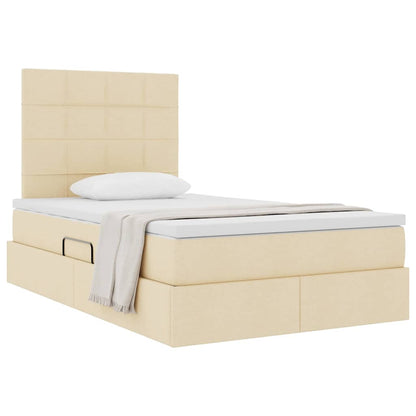 Letto con contenitore e materasso Crema 120 x 190 cm Tessuto
