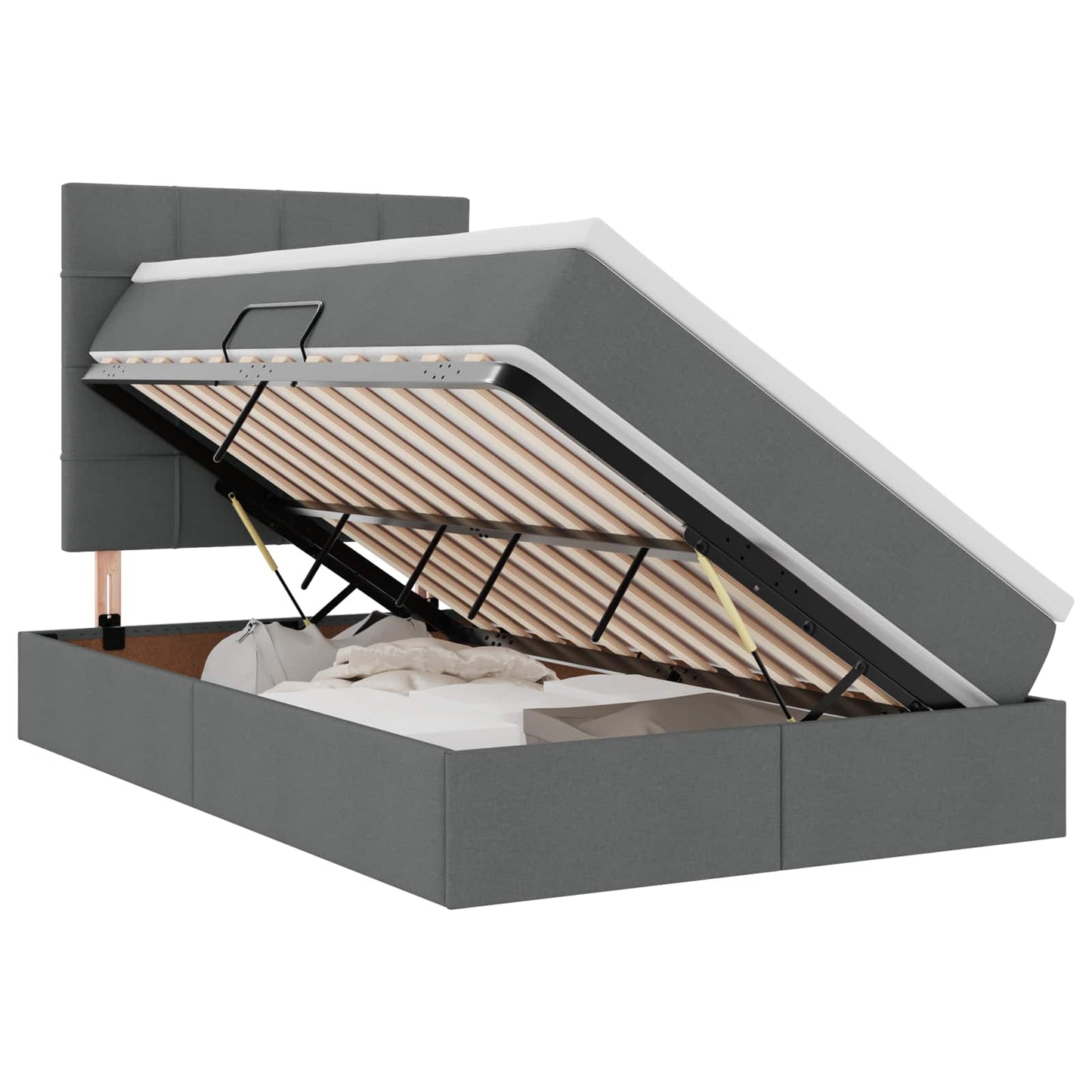Letto con contenitore e materasso Grigio scuro 120 x 200 cm