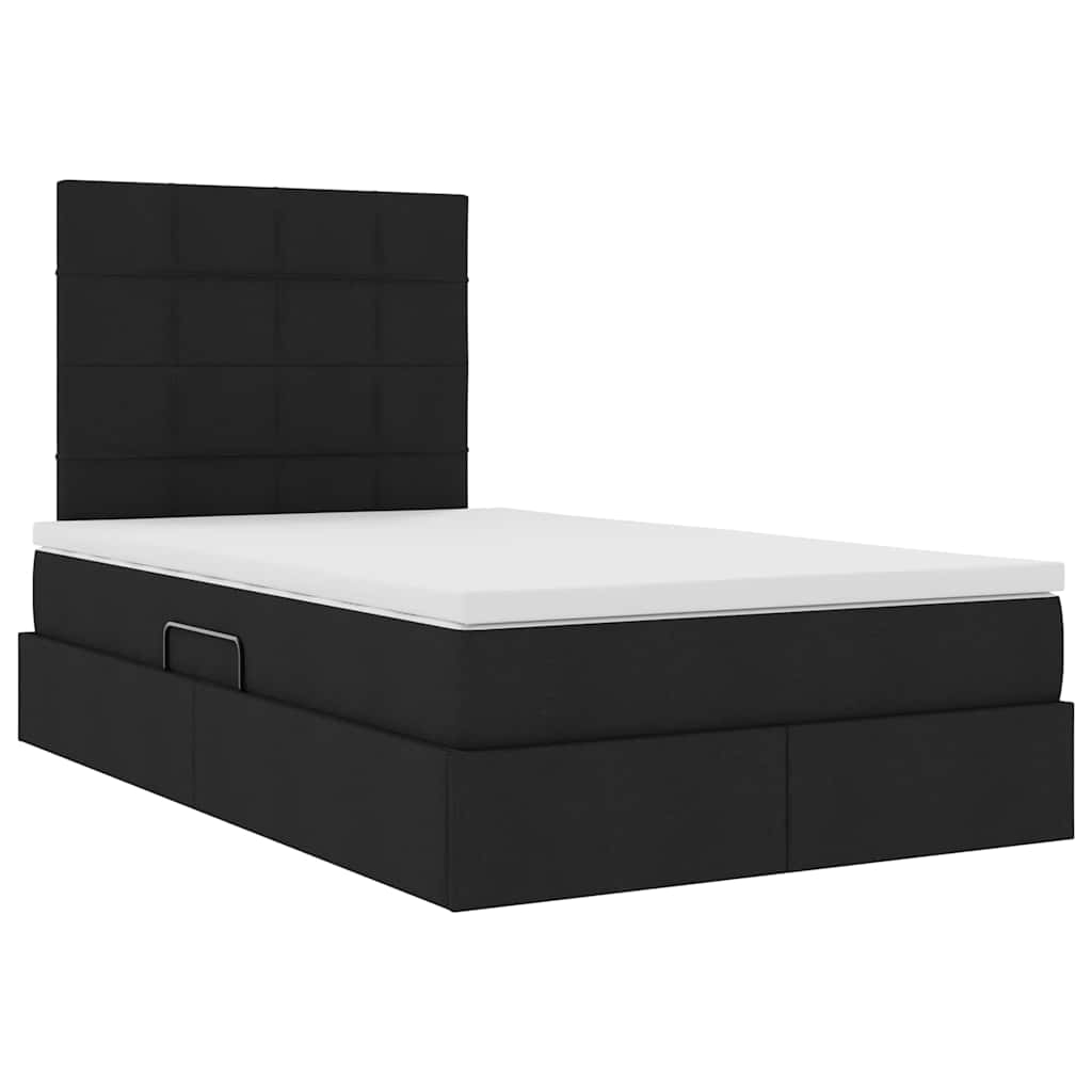 Letto con contenitore e materasso Nero 120 x 200 cm Poliestere