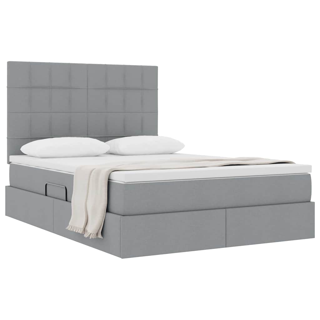 Letto con contenitore e materasso Grigio chiaro 140 x 190 cm