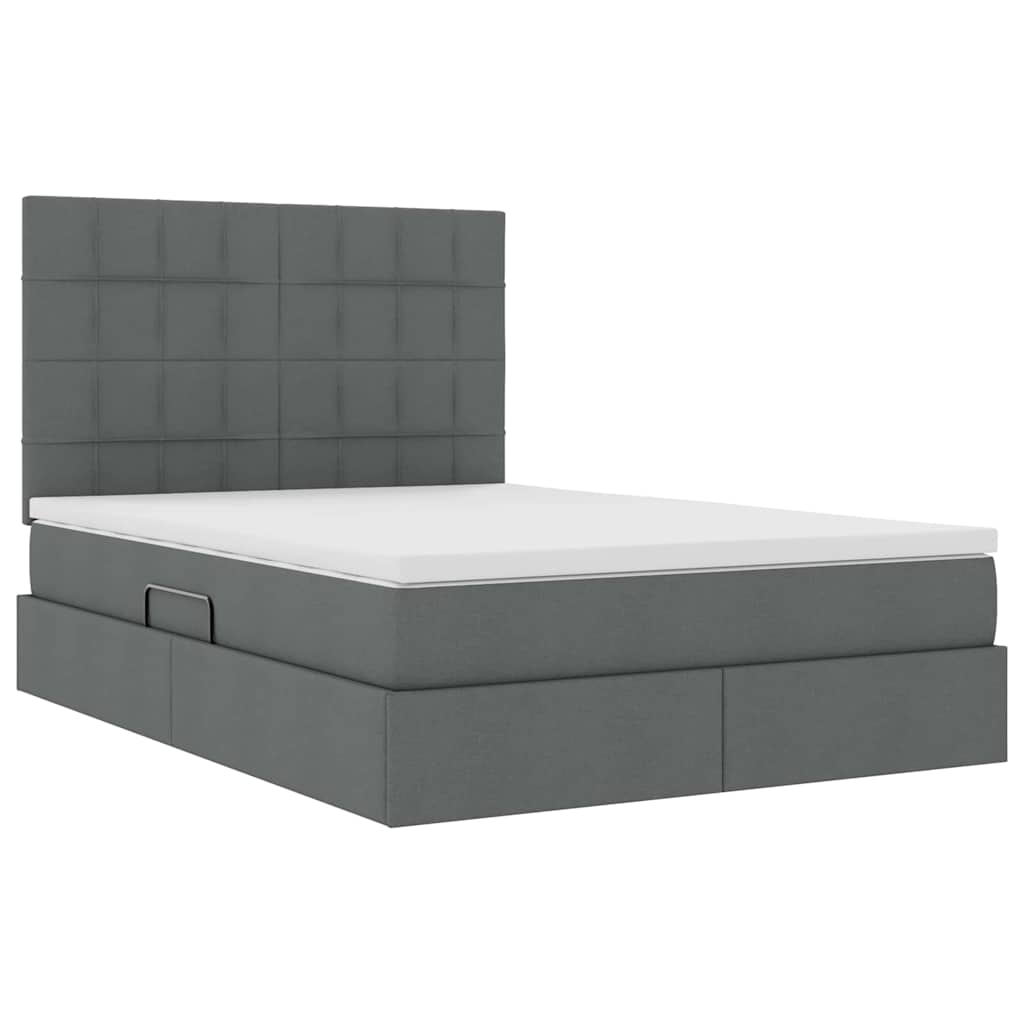 Letto con contenitore e materasso Grigio scuro 140 x 190 cm