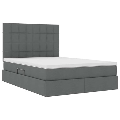 Letto con contenitore e materasso Grigio scuro 140 x 190 cm