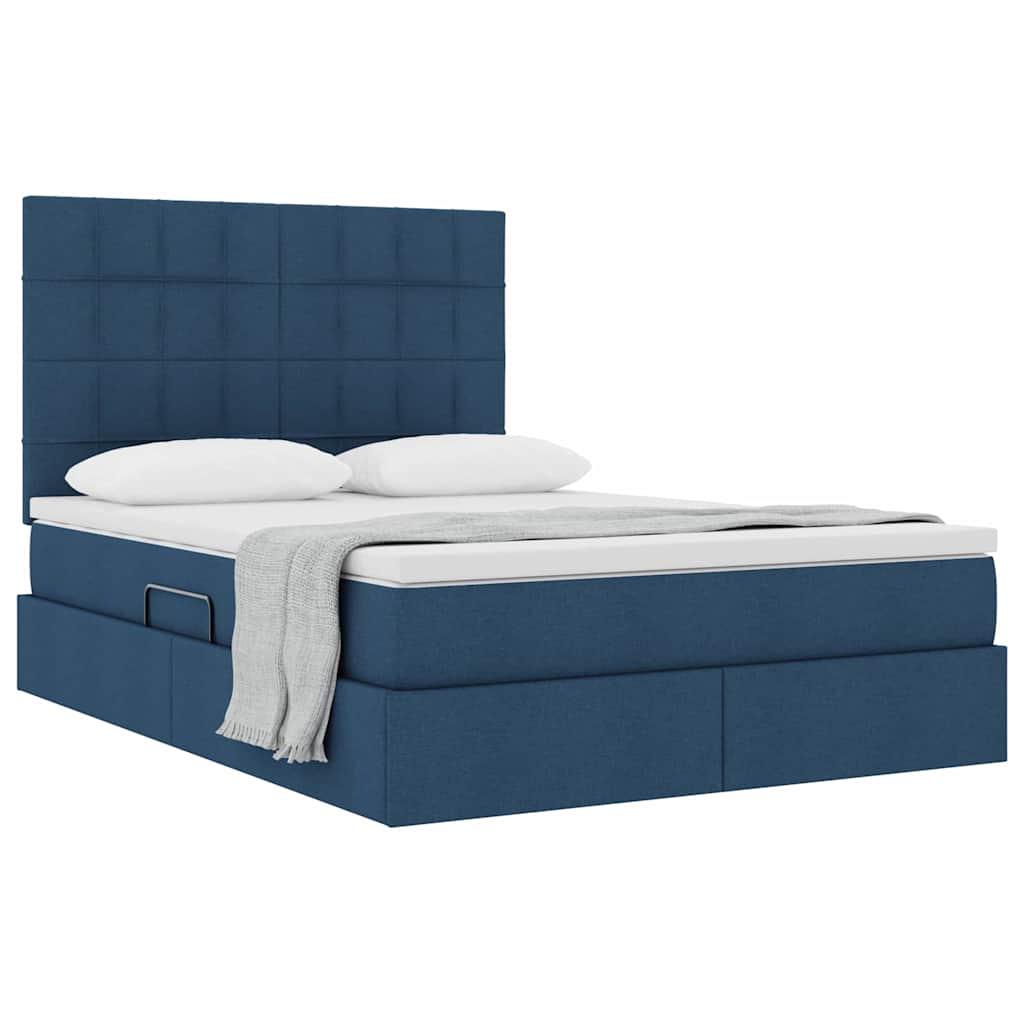 Letto con contenitore e materasso Blu 140 x 190 cm Poliestere