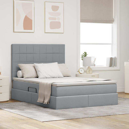 Letto con contenitore e materasso Grigio chiaro 140 x 200 cm