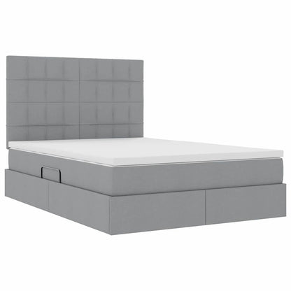 Letto con contenitore e materasso Grigio chiaro 140 x 200 cm