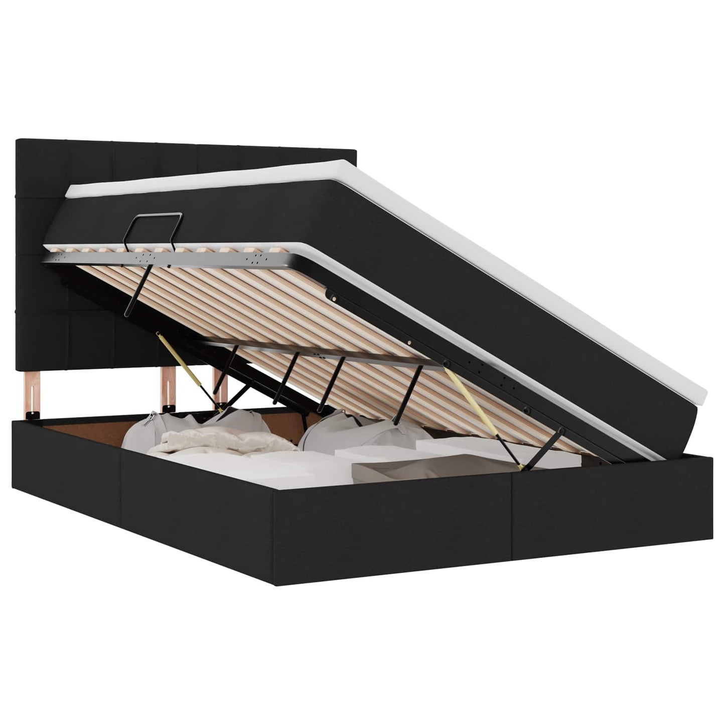 Letto con contenitore e materasso Nero 140 x 200 cm Poliestere