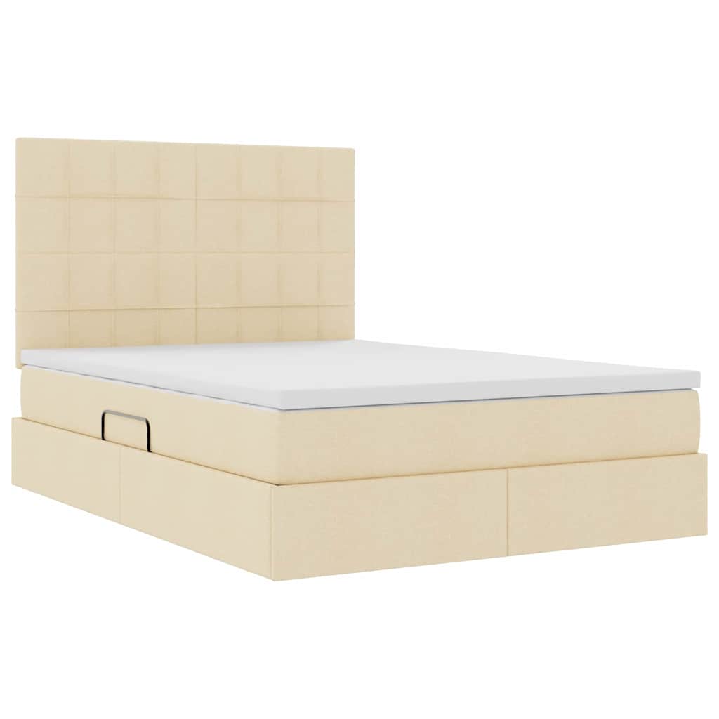 Letto con contenitore e materasso Crema 140 x 200 cm Poliestere