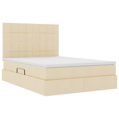 Letto con contenitore e materasso Crema 140 x 200 cm Poliestere