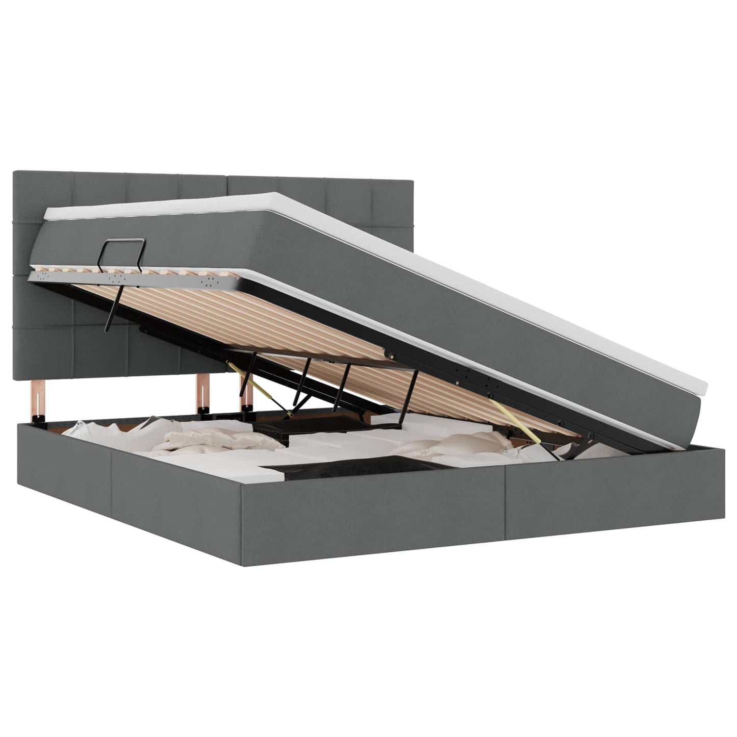Letto con contenitore e materasso Grigio scuro 160 x 200 cm
