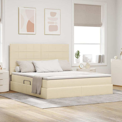 Letto con contenitore e materasso Crema 160 x 200 cm Poliestere