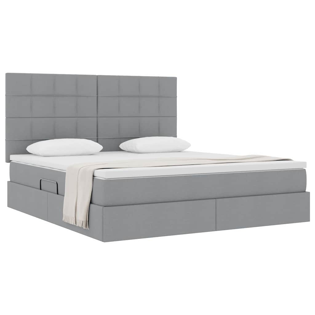 Letto con contenitore e materasso Grigio chiaro 180 x 200 cm
