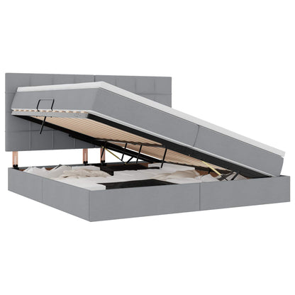 Letto con contenitore e materasso Grigio chiaro 200 x 200 cm