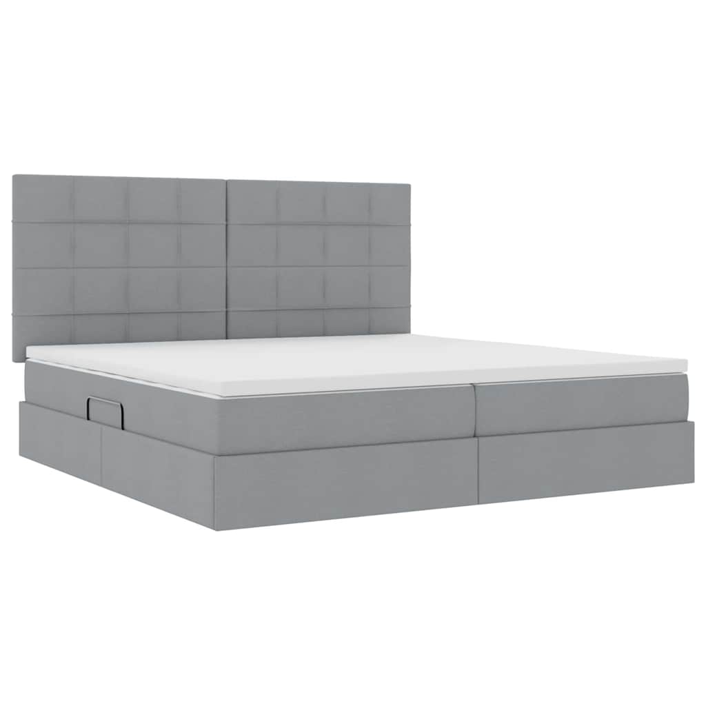 Letto con contenitore e materasso Grigio chiaro 200 x 200 cm