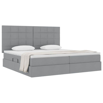 Letto con contenitore e materasso Grigio chiaro 200 x 200 cm