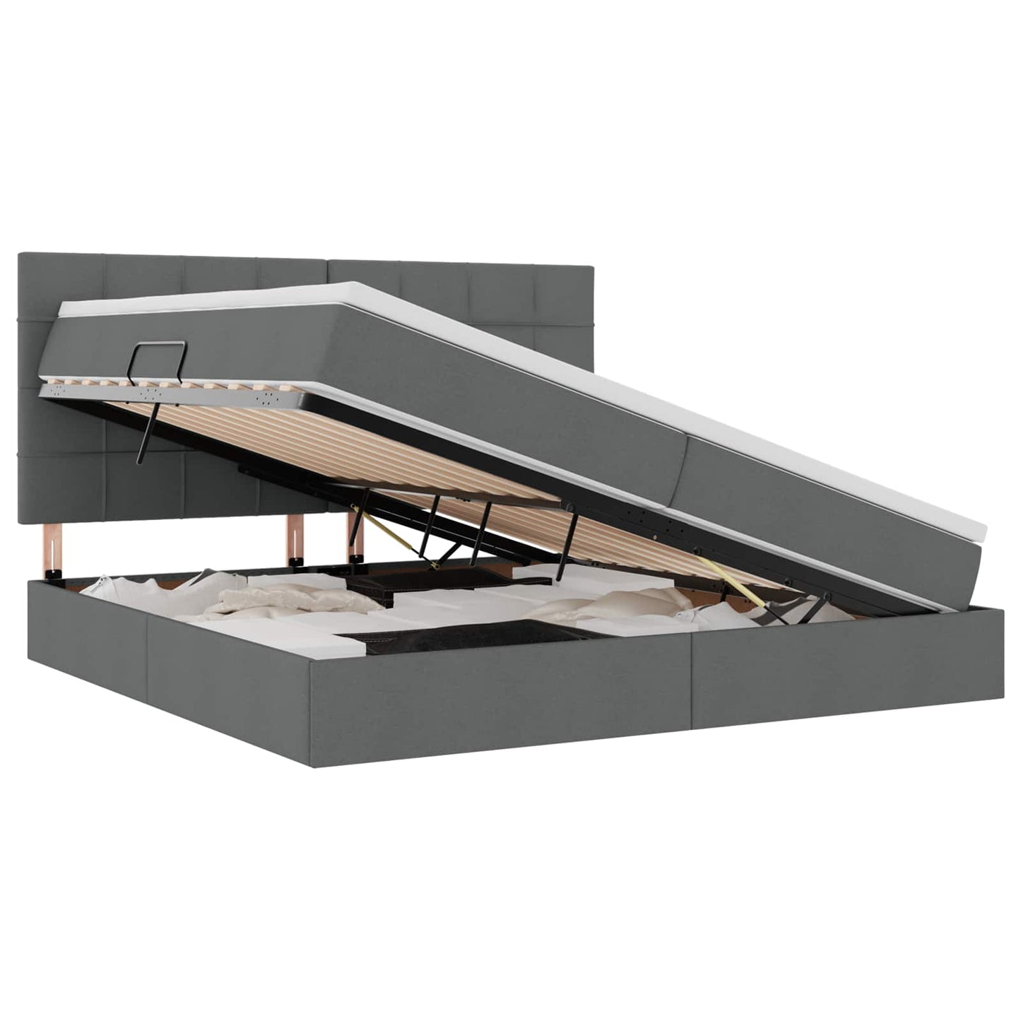 Letto con contenitore e materasso Grigio scuro 200 x 200 cm