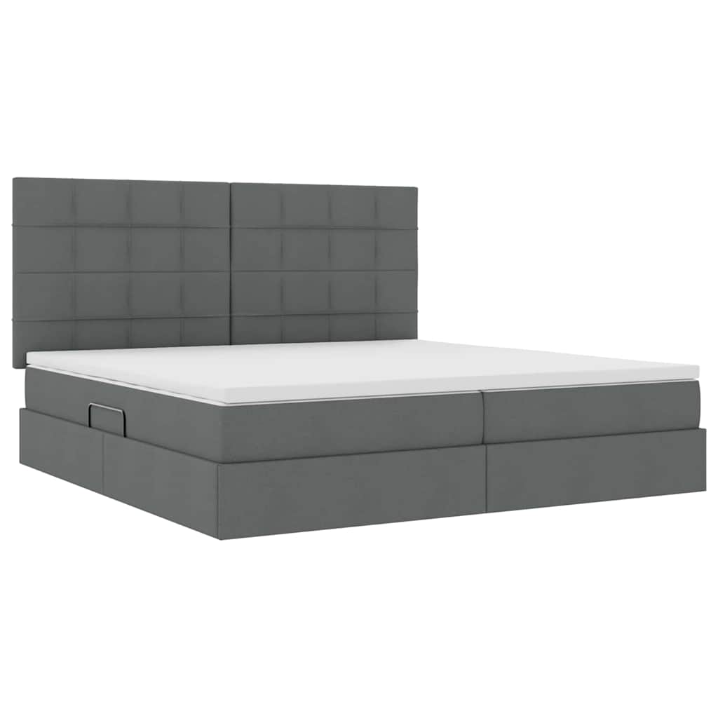 Letto con contenitore e materasso Grigio scuro 200 x 200 cm