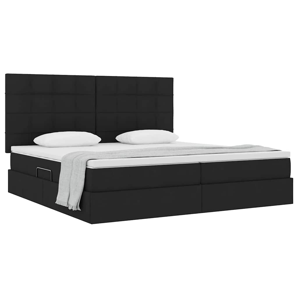 Letto con contenitore e materasso Nero 200 x 200 cm Poliestere