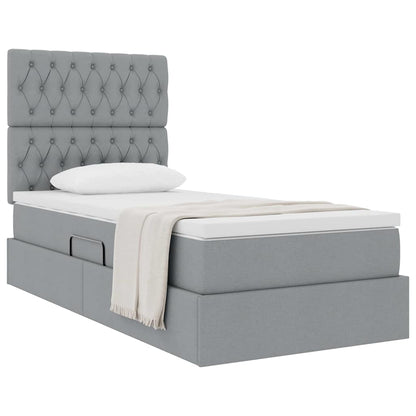 Letto con contenitore e materasso Grigio chiaro 90 x 190 cm