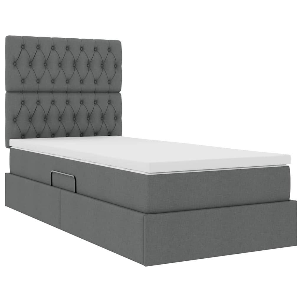 Letto con contenitore e materasso Grigio scuro 90 x 190 cm