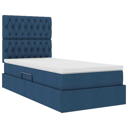 Letto con contenitore e materasso Blu 90 x 190 cm Poliestere