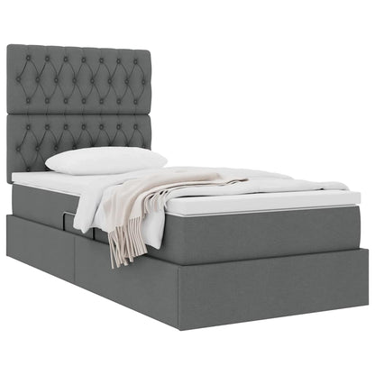 Letto con contenitore e materasso Grigio scuro 90 x 200 cm