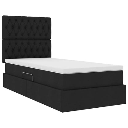 Letto con contenitore e materasso Nero 90 x 200 cm Poliestere
