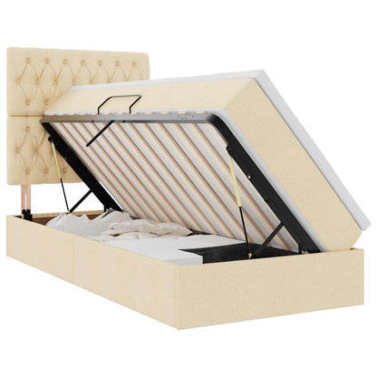Letto con contenitore e materasso Crema 100 x 200 cm Poliestere