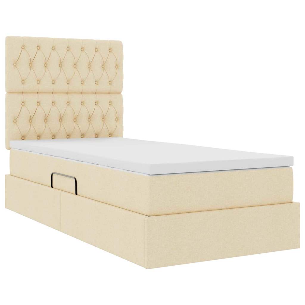 Letto con contenitore e materasso Crema 100 x 200 cm Poliestere
