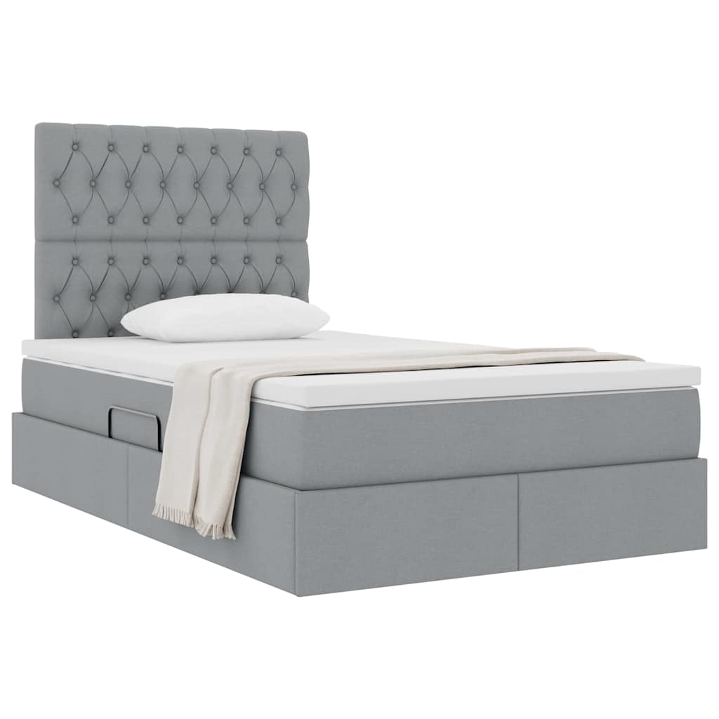 Letto con contenitore e materasso Grigio chiaro 120 x 190 cm