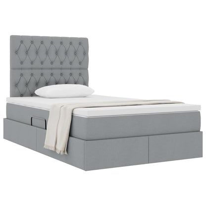 Letto con contenitore e materasso Grigio chiaro 120 x 190 cm