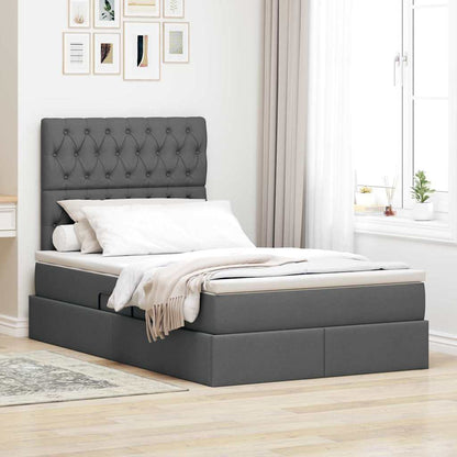 Letto con contenitore e materasso Grigio scuro 120 x 190 cm