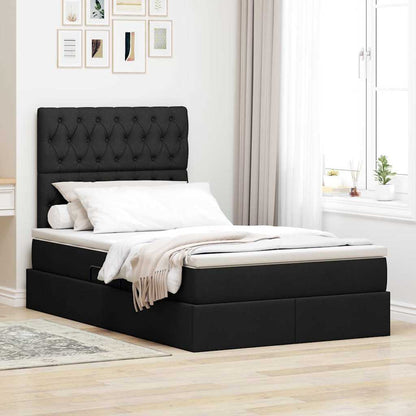 Letto con contenitore e materasso Nero 120 x 190 cm Tessuto