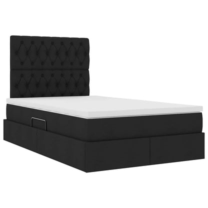 Letto con contenitore e materasso Nero 120 x 190 cm Tessuto