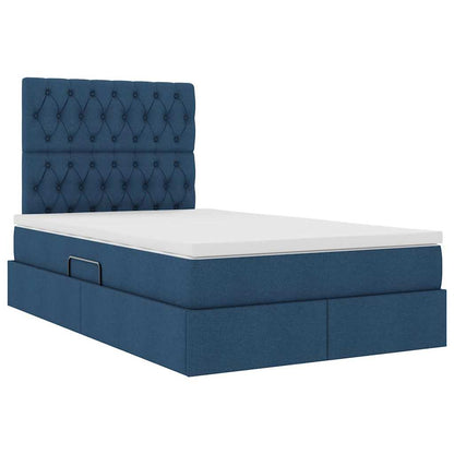 Letto con contenitore e materasso Blu 120 x 190 cm Tessuto