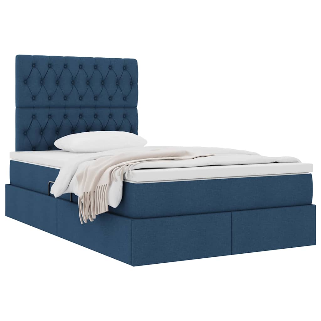 Letto con contenitore e materasso Blu 120 x 190 cm Tessuto
