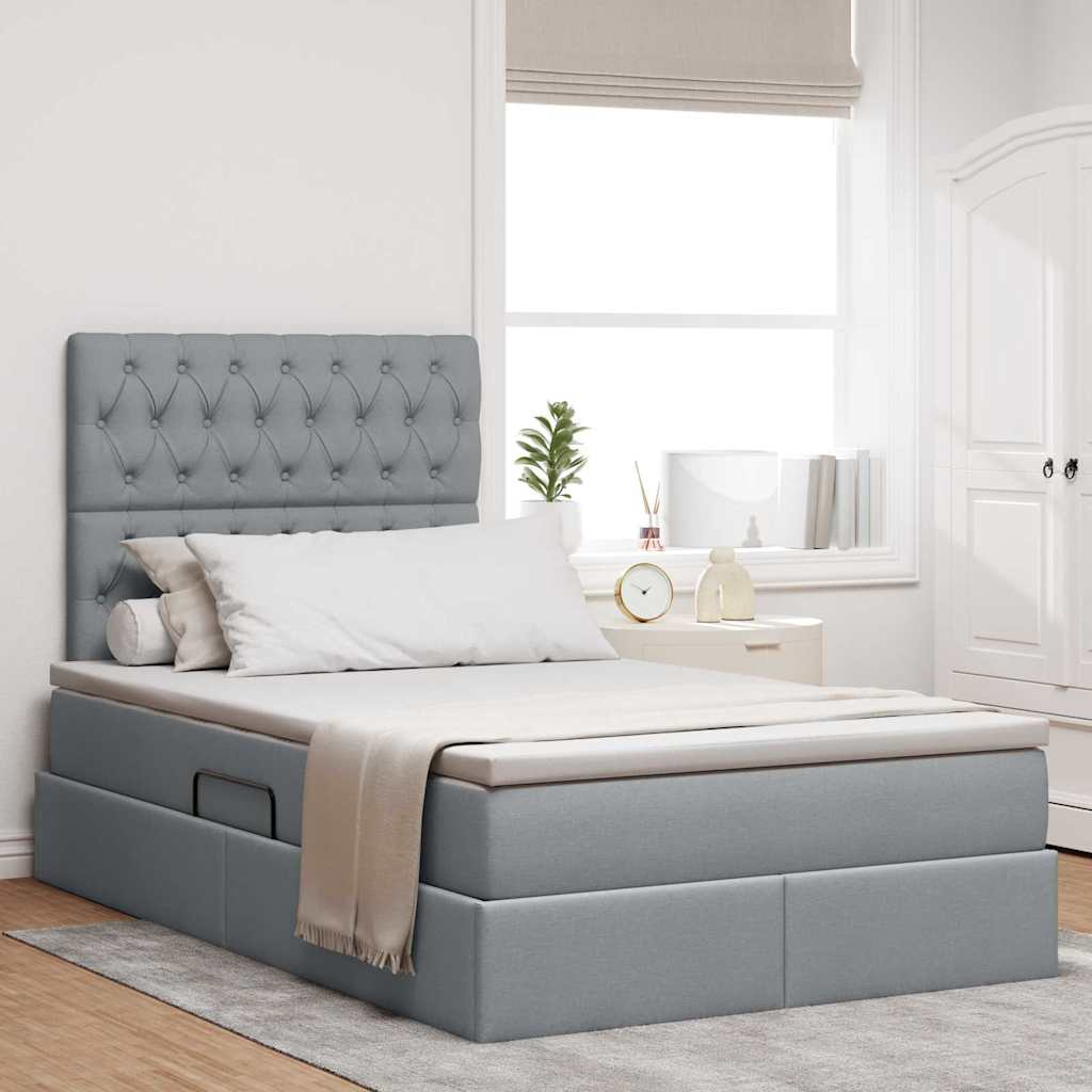 Letto con contenitore e materasso Grigio chiaro 120 x 200 cm