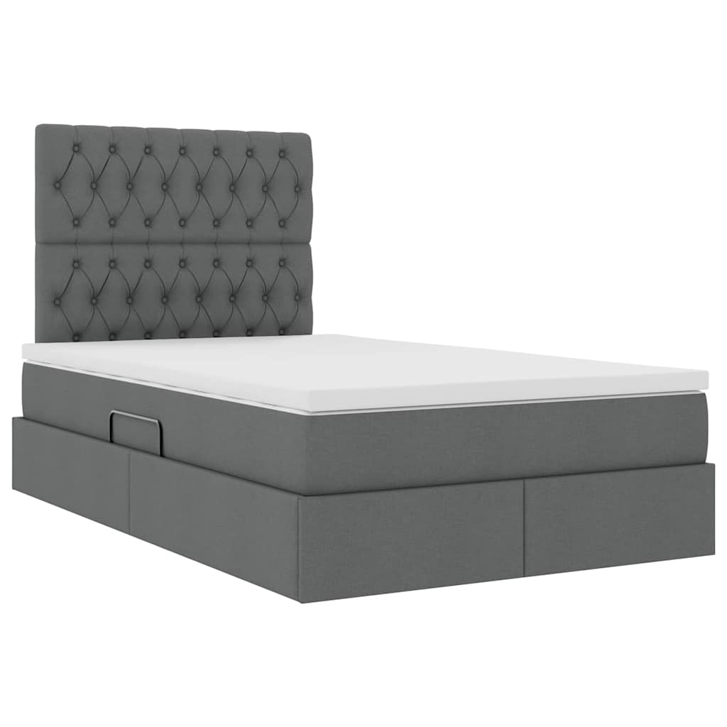 Letto con contenitore e materasso Grigio scuro 120 x 200 cm