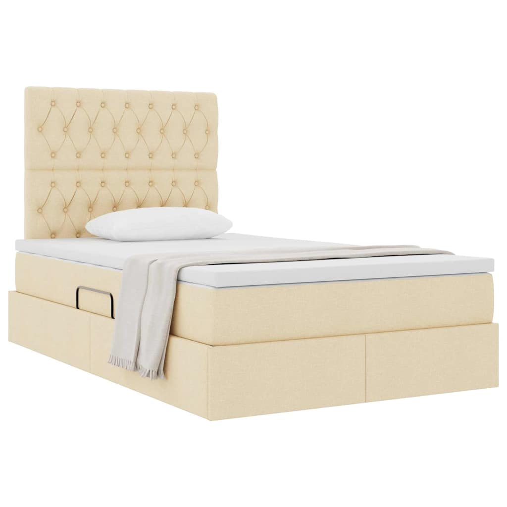 Letto con contenitore e materasso Crema 120 x 200 cm Poliestere